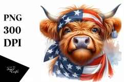 Watercolor Highland Cow Portrait Clipart Product Image 1