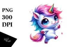 Cute Dancing Unicorn with Floral Wreath PNG Product Image 1
