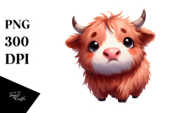Confused Funny Baby Highland Cow PNG Product Image 1
