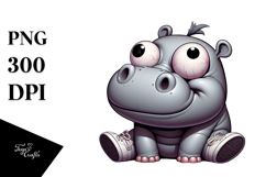 Silly Cartoon Hippo PNG Product Image 1