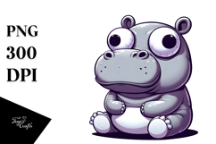 Silly Cartoon Hippo Vector Art, Transparent PNG Product Image 1