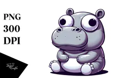 Silly Cartoon Hippo Vector Art, Transparent PNG Product Image 1