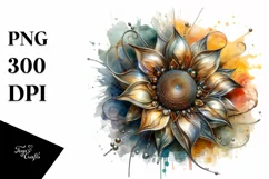 Abstract Artistic Sunflower Watercolor Clipart Product Image 1