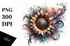 Abstract Artistic Sunflower Watercolor Clipart Product Image 3