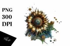 Abstract Artistic Sunflower Watercolor Clipart Product Image 1