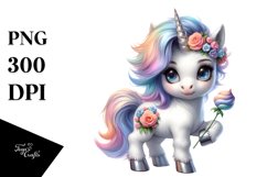 Pastel Cute Baby Unicorn Posing | Sublimation Clipart Product Image 1