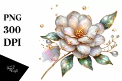 Shiny Gardenia with Golden Insertions Watercolor Product Image 3