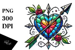 Stained Heart with Arrow PNG Product Image 1