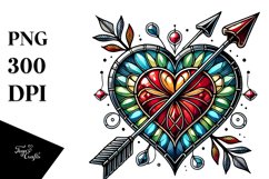 Stained Heart with Arrow PNG Product Image 1