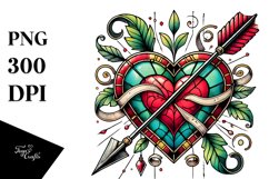 Stained Heart with Arrow PNG Product Image 1