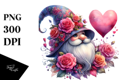 Valentines Gnome Watercolor PNG Product Image 1