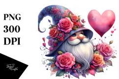 Valentines Gnome Watercolor PNG Product Image 1