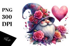 Detailed Valentines Gnome Roses PNG Product Image 1