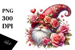 Detailed Valentines Gnome Roses PNG Product Image 1