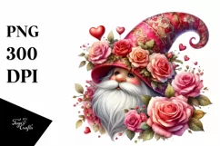 Detailed Valentines Gnome Roses PNG Product Image 1