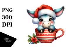 Colorful Donkey with Santa Hat PNG Product Image 1