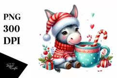 Whimsical Donkey with Santa Hat, Transparent PNG Product Image 1