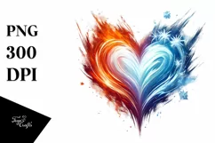 Simple Paint Brush Style Heart made of Fire and Ice PNG Product Image 1