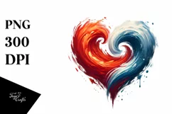 Simple Paint Brush Style Heart made of Fire and Ice PNG Product Image 1