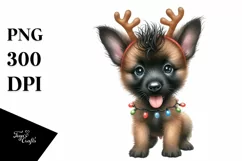 Energetic Malinois in Christmas Theme PNG Product Image 1