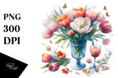 Watercolor with Large Tulip | Clipart Product Image 1