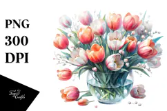 Watercolor with Large Tulip | Clipart Product Image 1