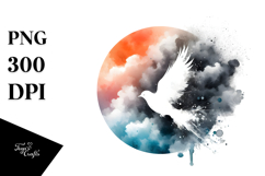 Vibrant Bird with Splashes, Watercolor PNG Product Image 1