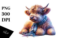 Colorful Baby Highland Cow with Studio PNG Product Image 3