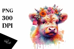 Colorful Highland Cow in Studio PNG Product Image 1