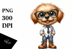 Happy Dog with es |Watercolor Clipart Product Image 3