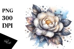 Abstract Detailed Gardenia Watercolor Clipart Product Image 1