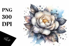 Abstract Detailed Gardenia Watercolor Clipart Product Image 1