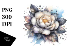 Abstract Detailed Gardenia Watercolor Clipart Product Image 1