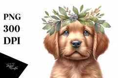 Colorful Baby Retriever Wreath Clipart Product Image 3