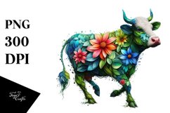 Vibrant Abstract Flower Cow PNG Product Image 3