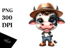 Watercolor Baby Cow with Shy Goofy Smile Product Image 1