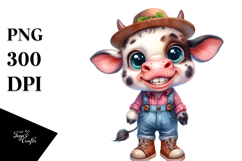 Watercolor Baby Cow with Shy Goofy Smile Product Image 1