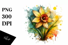 Abstract Wooden Daffodil Watercolor Splash | Sublimation | Product Image 1