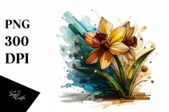 Abstract Wooden Daffodil Watercolor Splash | Sublimation | Product Image 1