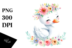Pastel Swan with Flower Crown, Transparent PNG Product Image 1