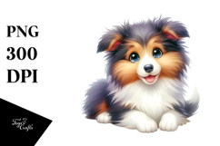 Happy Cartoon Collie Puppy PNG Product Image 1