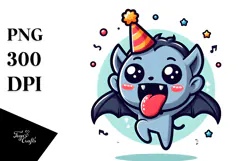 Cartoony Vampire with Party Hat, High-Res PNG Product Image 1