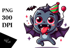 Cartoony Vampire with Party Hat, High-Res PNG Product Image 1