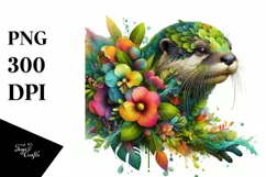 Vibrant Abstract Flower Otter PNG Product Image 3