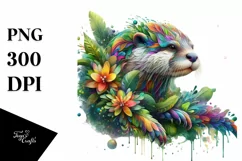 Vibrant Abstract Flower Otter PNG Product Image 1