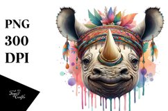 Vibrant Boho Rhino Sublimation Clipart Product Image 3
