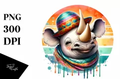 Vibrant Boho Rhino Sublimation Clipart Product Image 3