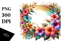 vibrant Frame Gold Foil Hawaiian Sublimation Clipart Product Image 1