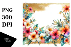 vibrant Frame Gold Foil Hawaiian Sublimation Clipart Product Image 1