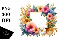 vibrant Frame Gold Foil Hawaiian Sublimation Clipart Product Image 1
